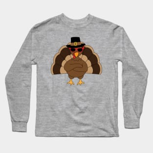 Cool Turkey with sunglasses Happy Thanksgiving Long Sleeve T-Shirt